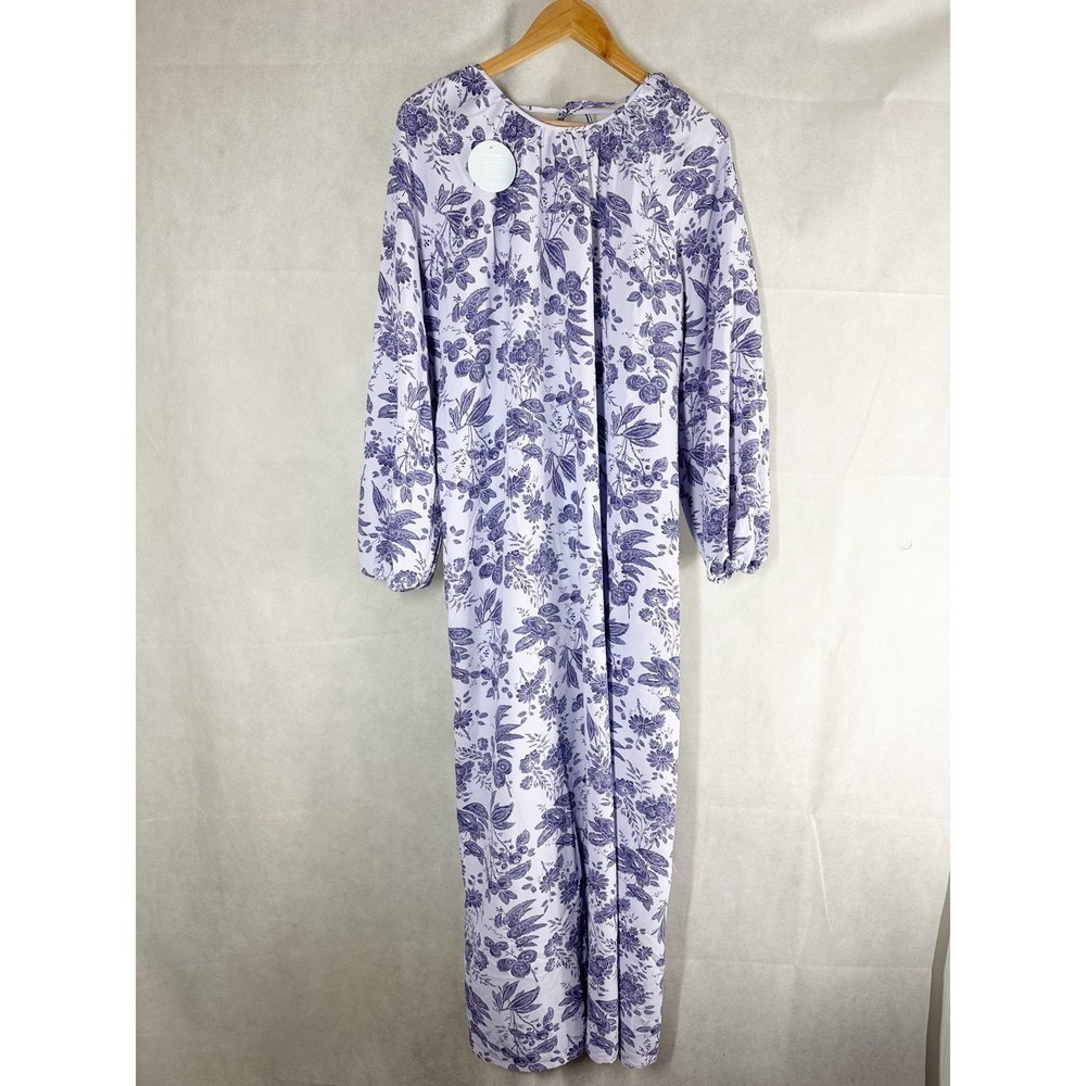 Hill House The Simone Maxi Dress in Lilac Tonal Floral Size XL
